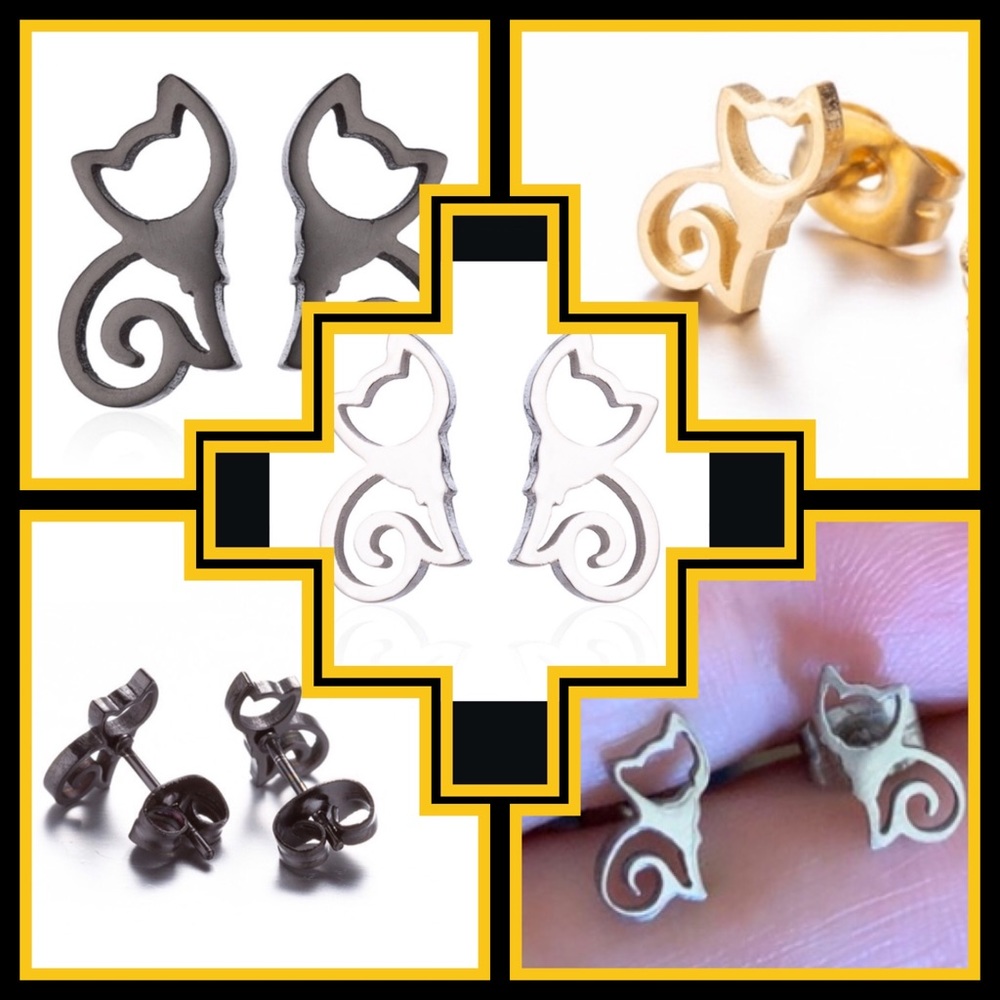 🐯New🐯4/$15🐯Minimalist Hollow Kitty Earrings 🐯